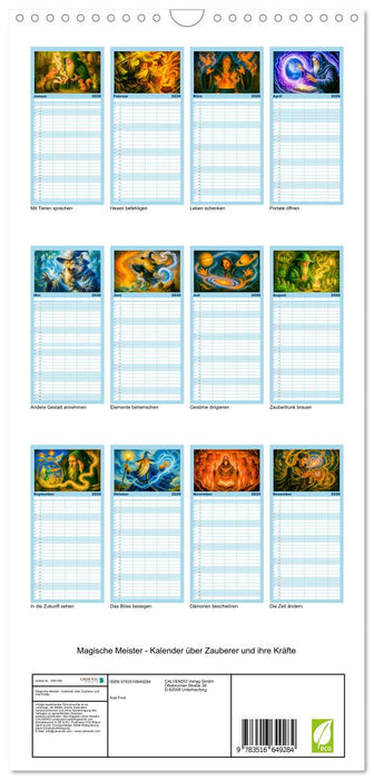 Magische Meister - Kalender über Zauberer und ihre Kräfte (CALVENDO Familienplaner 2026)