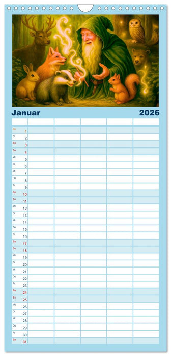 Magische Meister - Kalender über Zauberer und ihre Kräfte (CALVENDO Familienplaner 2026)
