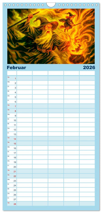 Magische Meister - Kalender über Zauberer und ihre Kräfte (CALVENDO Familienplaner 2026)