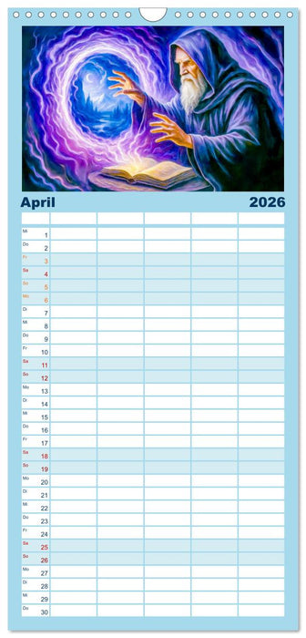 Magische Meister - Kalender über Zauberer und ihre Kräfte (CALVENDO Familienplaner 2026)