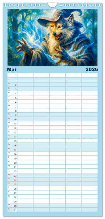 Magische Meister - Kalender über Zauberer und ihre Kräfte (CALVENDO Familienplaner 2026)