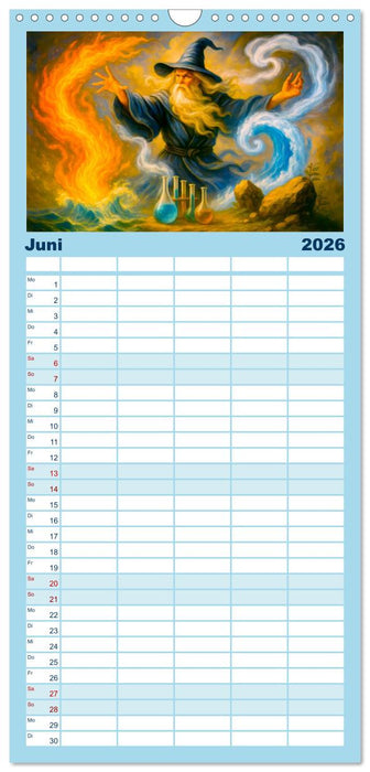 Magische Meister - Kalender über Zauberer und ihre Kräfte (CALVENDO Familienplaner 2026)