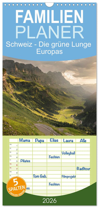 Schweiz - Die grüne Lunge Europas (CALVENDO Familienplaner 2026)