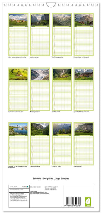 Schweiz - Die grüne Lunge Europas (CALVENDO Familienplaner 2026)