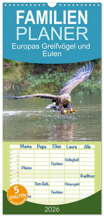 Europas Greifvögel und Eulen (CALVENDO Familienplaner 2026)