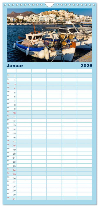 Die Insel Naxos - Ein Traum in blau und weiß (CALVENDO Familienplaner 2026)