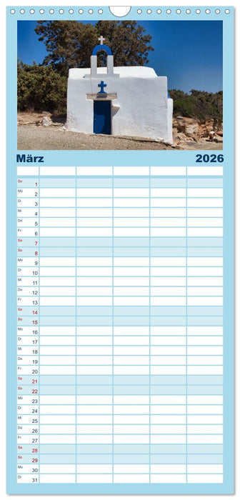 Die Insel Naxos - Ein Traum in blau und weiß (CALVENDO Familienplaner 2026)