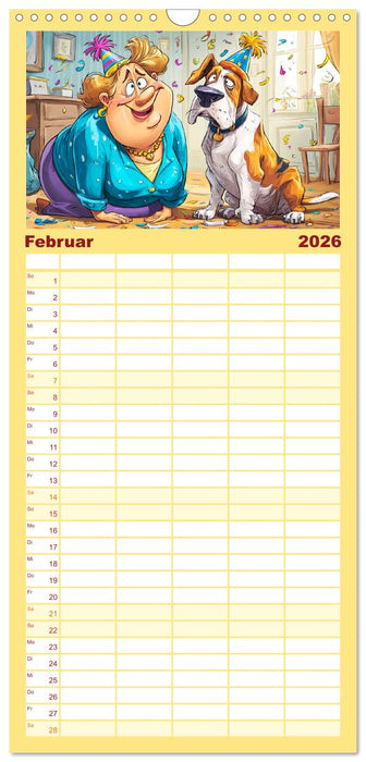 Frauchen und Hund. Witzige Cartoons vom täglichen Chaos (CALVENDO Familienplaner 2026)