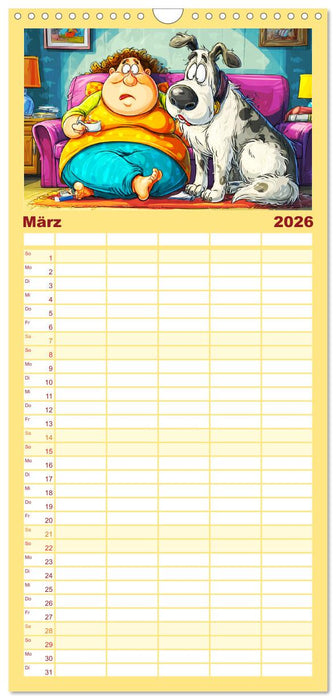 Frauchen und Hund. Witzige Cartoons vom täglichen Chaos (CALVENDO Familienplaner 2026)