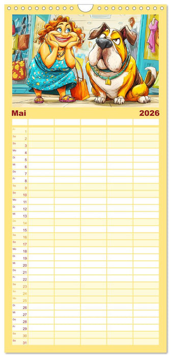 Frauchen und Hund. Witzige Cartoons vom täglichen Chaos (CALVENDO Familienplaner 2026)