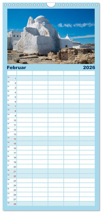 Mykonos - Natur, Meer und weiße Wände (CALVENDO Familienplaner 2026)