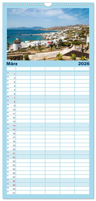 Mykonos - Natur, Meer und weiße Wände (CALVENDO Familienplaner 2026)