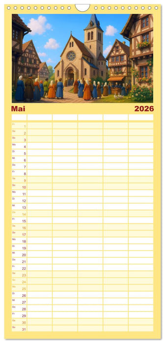 Farbenfrohes Mittelalter (CALVENDO Familienplaner 2026)