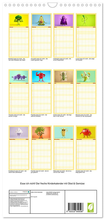 Esse ich nicht! Der freche Kinderkalender mit Obst & Gemüse (CALVENDO Familienplaner 2026)