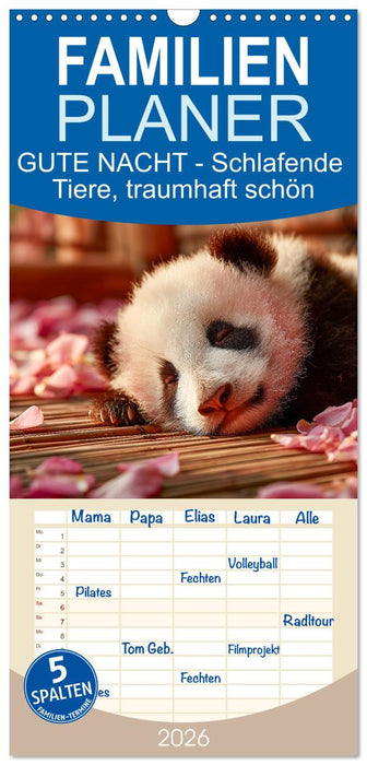 GUTE NACHT - Schlafende Tiere, traumhaft schön (CALVENDO Familienplaner 2026)
