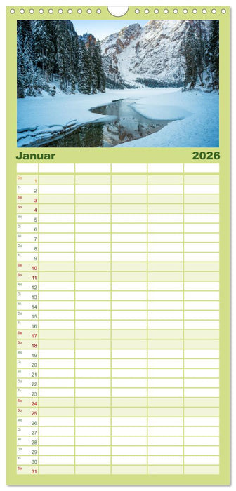 Pragser Wildsee - Traumziel in den Dolomiten (CALVENDO Familienplaner 2026)