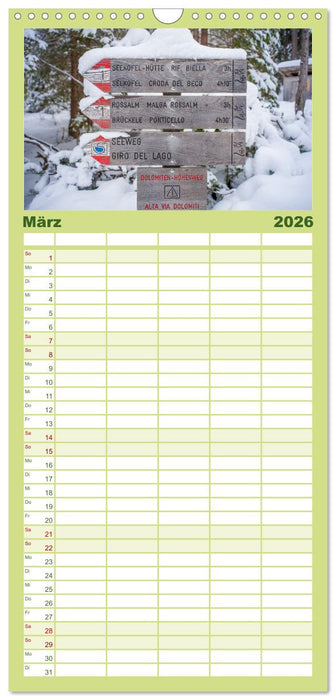 Pragser Wildsee - Traumziel in den Dolomiten (CALVENDO Familienplaner 2026)