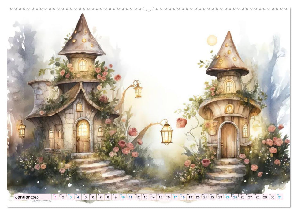 Märchenhafte Feenhäuschen (CALVENDO Premium Wandkalender 2026)
