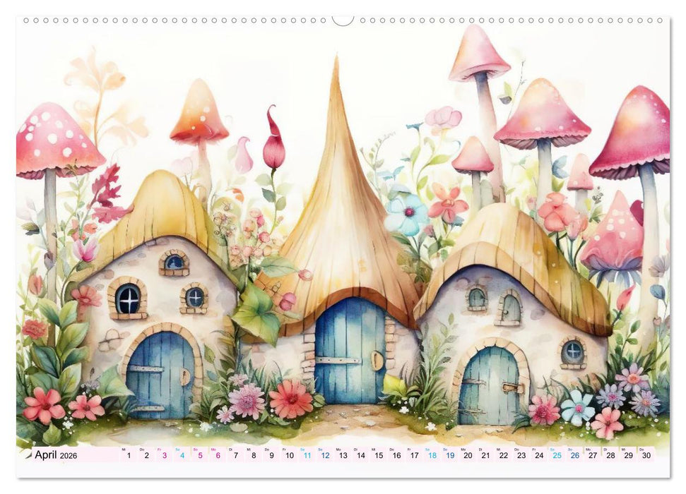 Märchenhafte Feenhäuschen (CALVENDO Premium Wandkalender 2026)