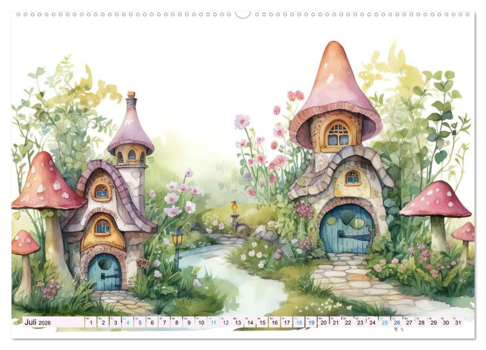 Märchenhafte Feenhäuschen (CALVENDO Premium Wandkalender 2026)