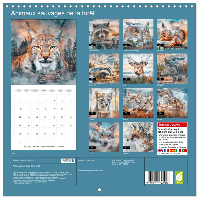 Animaux sauvages de la forêt (CALVENDO Calendrier mensuel 2026)