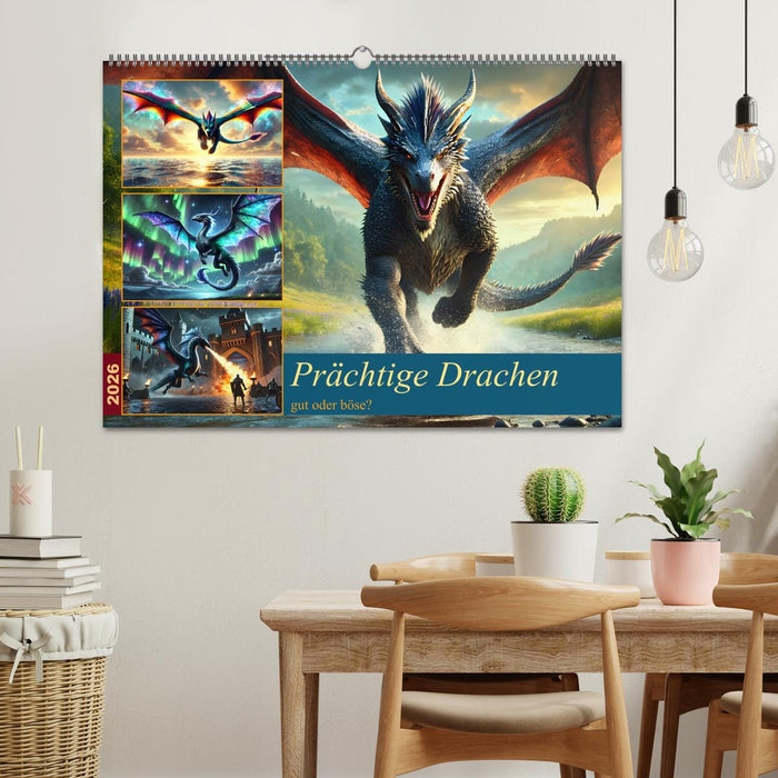 Prächtige Drachen, gut oder böse? (CALVENDO Wandkalender 2026)