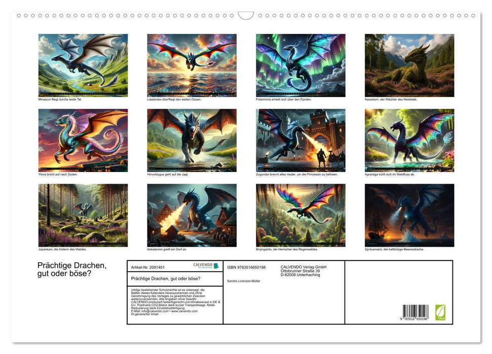 Prächtige Drachen, gut oder böse? (CALVENDO Wandkalender 2026)