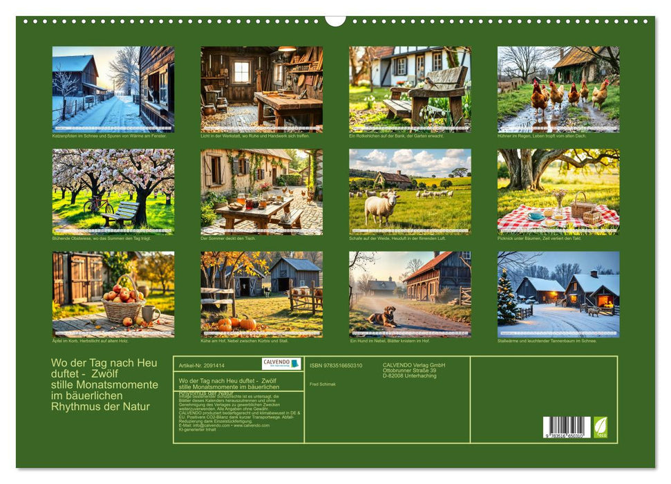 Wo der Tag nach Heu duftet - Zwölf stille Monatsmomente im bäuerlichen Rhythmus der Natur (CALVENDO Wandkalender 2026)