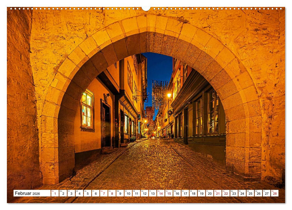 Rund um die Krämerbrücke - Ein Stück Mittelalter in Erfurt (CALVENDO Premium Wandkalender 2026)