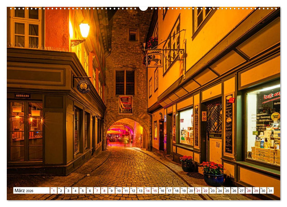 Rund um die Krämerbrücke - Ein Stück Mittelalter in Erfurt (CALVENDO Premium Wandkalender 2026)