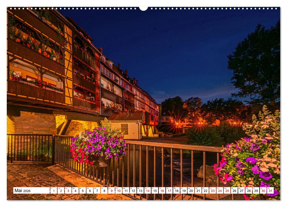 Rund um die Krämerbrücke - Ein Stück Mittelalter in Erfurt (CALVENDO Premium Wandkalender 2026)