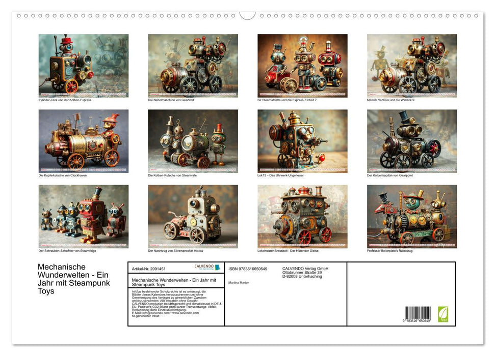 Mechanische Wunderwelten - Ein Jahr mit Steampunk Toys (CALVENDO Wandkalender 2026)