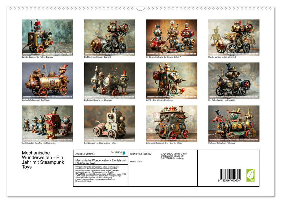 Mechanische Wunderwelten - Ein Jahr mit Steampunk Toys (CALVENDO Premium Wandkalender 2026)