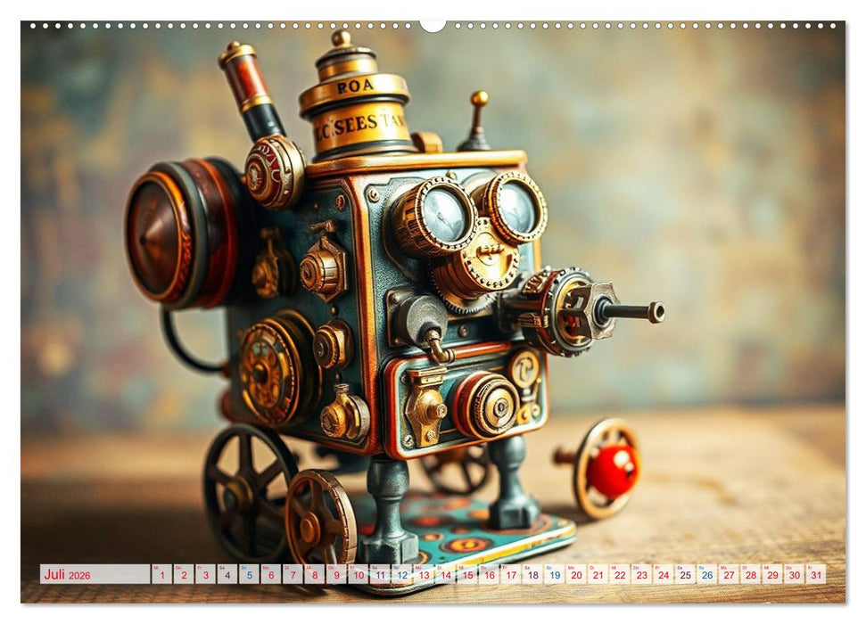 Mechanische Wunderwelten - Ein Jahr mit Steampunk Toys (CALVENDO Premium Wandkalender 2026)