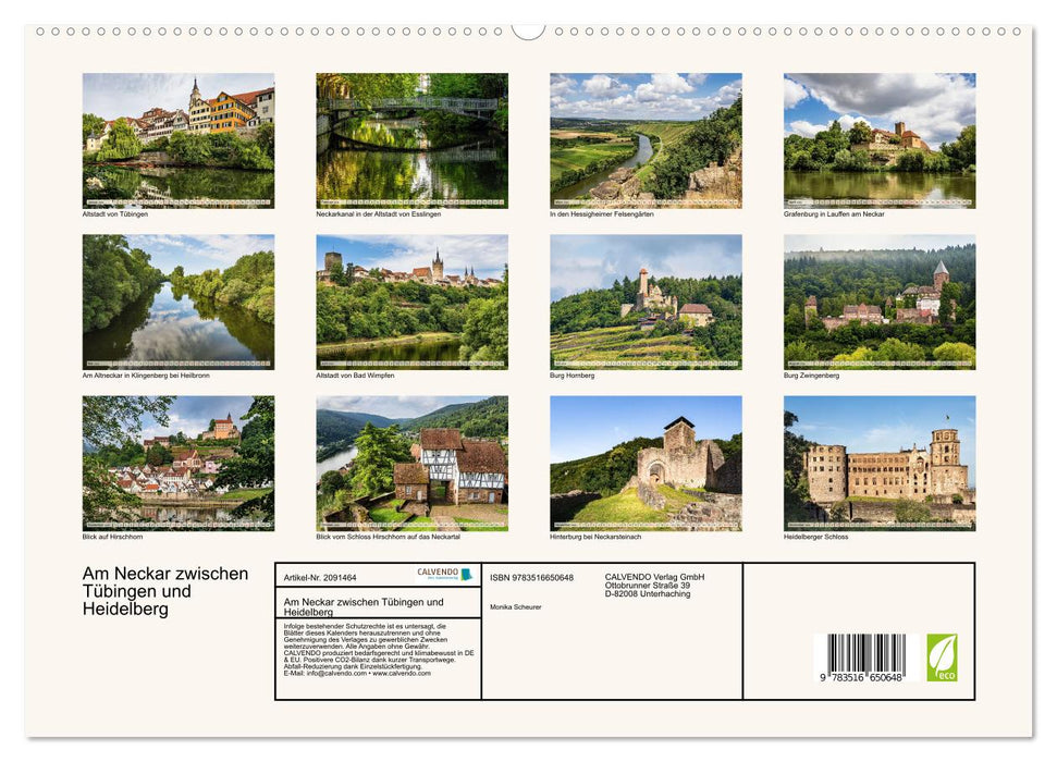 Am Neckar zwischen Tübingen und Heidelberg (CALVENDO Premium Wandkalender 2026)
