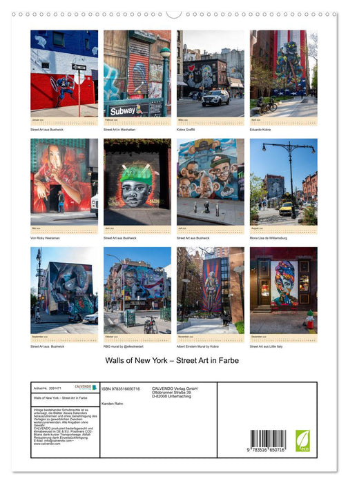 Walls of New York – Street Art in Farbe (CALVENDO Premium Wandkalender 2026)