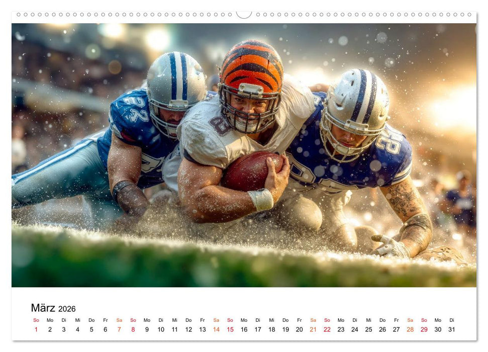 American Football - Touchdown durchs Jahr (CALVENDO Premium Wandkalender 2026)