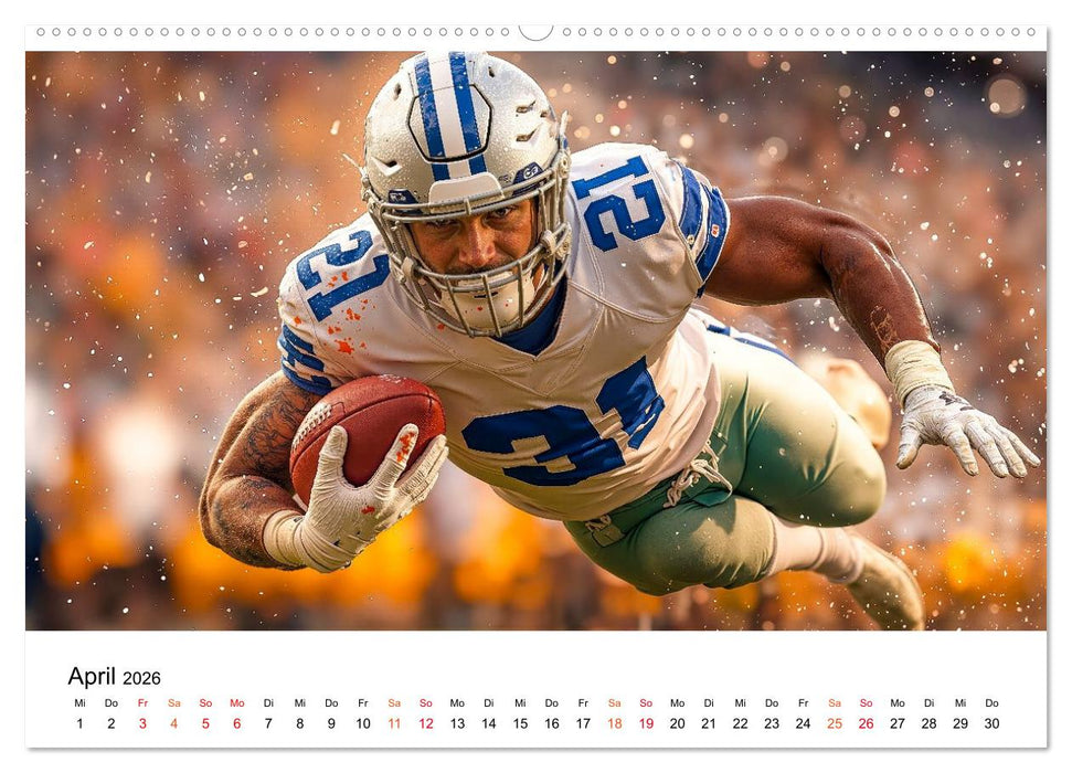 American Football - Touchdown durchs Jahr (CALVENDO Premium Wandkalender 2026)
