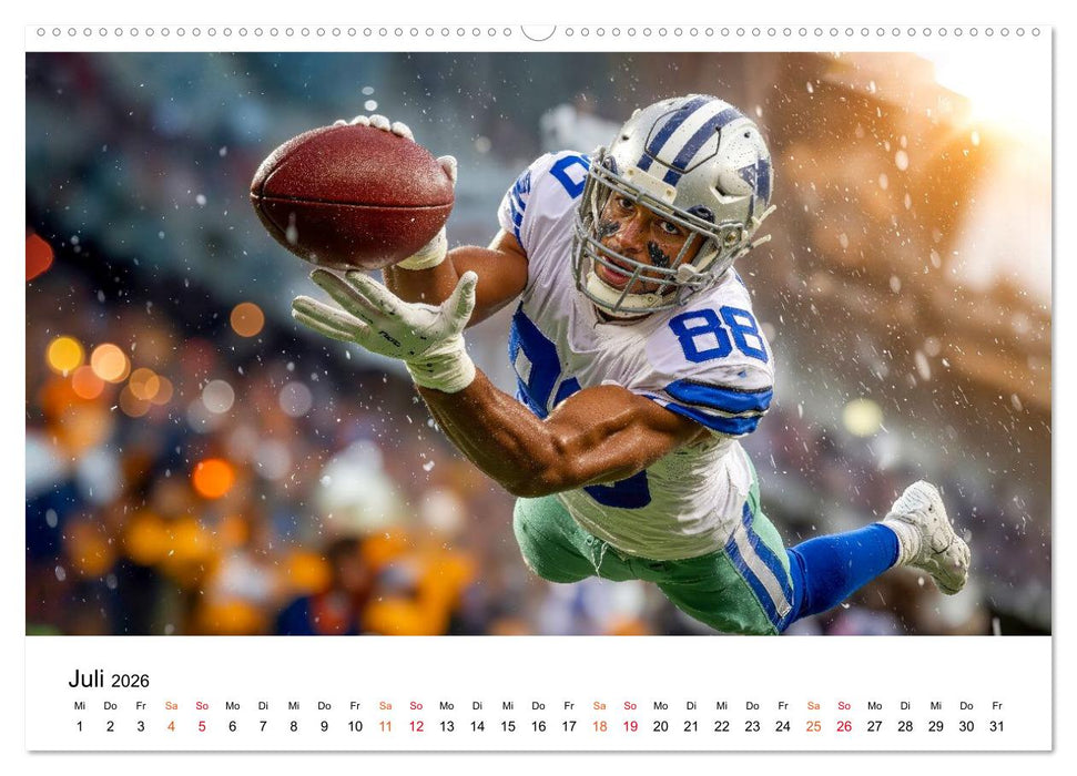 American Football - Touchdown durchs Jahr (CALVENDO Premium Wandkalender 2026)