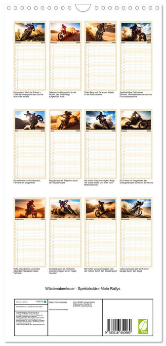 Wüstenabenteuer - Spektakuläre Moto-Rallys (CALVENDO Familienplaner 2026)