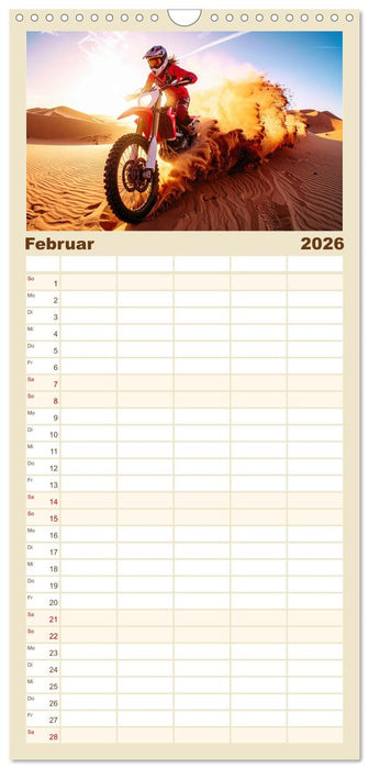 Wüstenabenteuer - Spektakuläre Moto-Rallys (CALVENDO Familienplaner 2026)