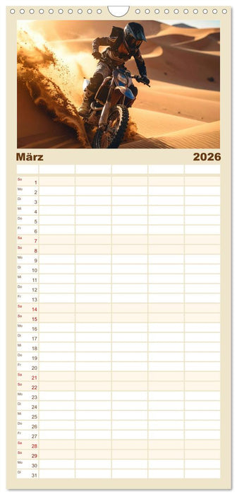 Wüstenabenteuer - Spektakuläre Moto-Rallys (CALVENDO Familienplaner 2026)