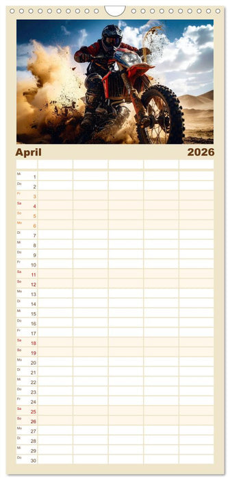 Wüstenabenteuer - Spektakuläre Moto-Rallys (CALVENDO Familienplaner 2026)