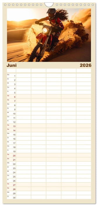 Wüstenabenteuer - Spektakuläre Moto-Rallys (CALVENDO Familienplaner 2026)