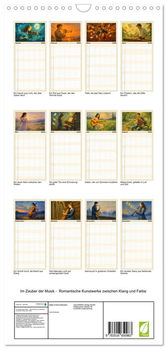 Im Zauber der Musik - Romantische Kunstwerke zwischen Klang und Farbe (CALVENDO Familienplaner 2026)