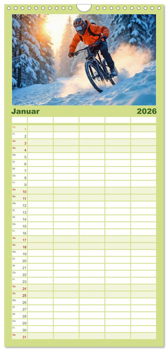 Elemental Ride. Mountainbike-Action durch Schnee, Matsch, Sonne und Laub (CALVENDO Familienplaner 2026)