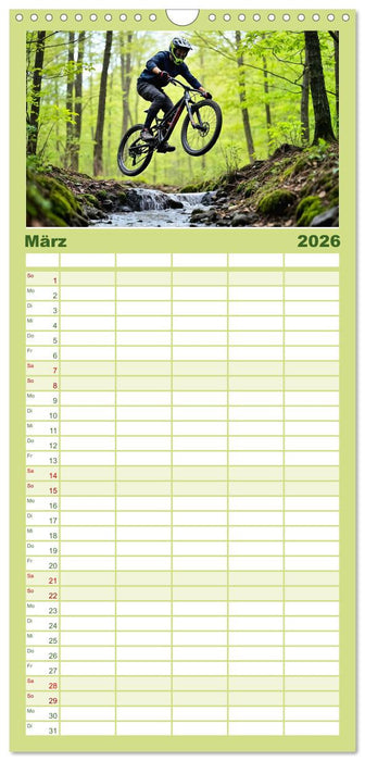 Elemental Ride. Mountainbike-Action durch Schnee, Matsch, Sonne und Laub (CALVENDO Familienplaner 2026)