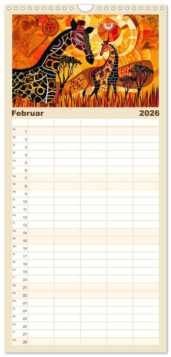 Abstraktes Afrika - Wilde Savanne in leuchtenden Farben (CALVENDO Familienplaner 2026)