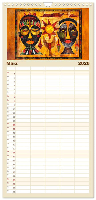 Abstraktes Afrika - Wilde Savanne in leuchtenden Farben (CALVENDO Familienplaner 2026)