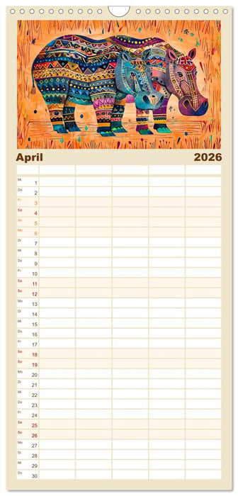 Abstraktes Afrika - Wilde Savanne in leuchtenden Farben (CALVENDO Familienplaner 2026)
